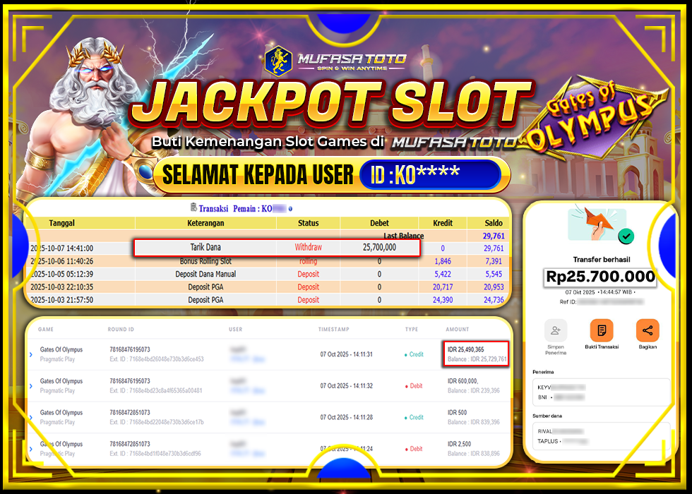 MUFASATOTO JACKPOT PRAGMATICPLAY Rp.25.700.000|LUNAS